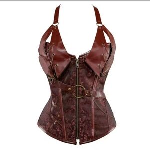 Brown Steampunk Pirate Elven Corset Bustier Size M/L